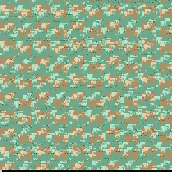 HomeSpace Direct Highland Cow Green Throw