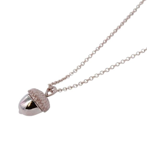 Reeves & Reeves 18k Rose Gold Acorn Necklace