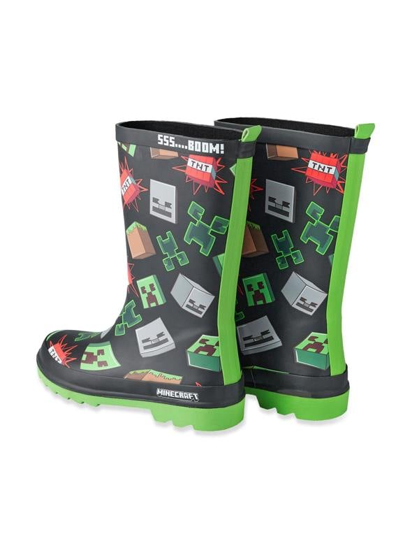 Minecraft Boys Black Character Icon Wellington Boots without Handles