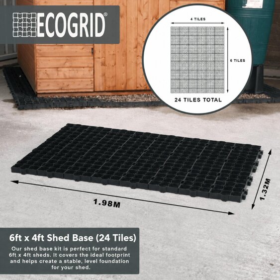 EcoGrid Shed Base Kits - Garden Shed Base with Weed Membrane - 6ft x 4ft