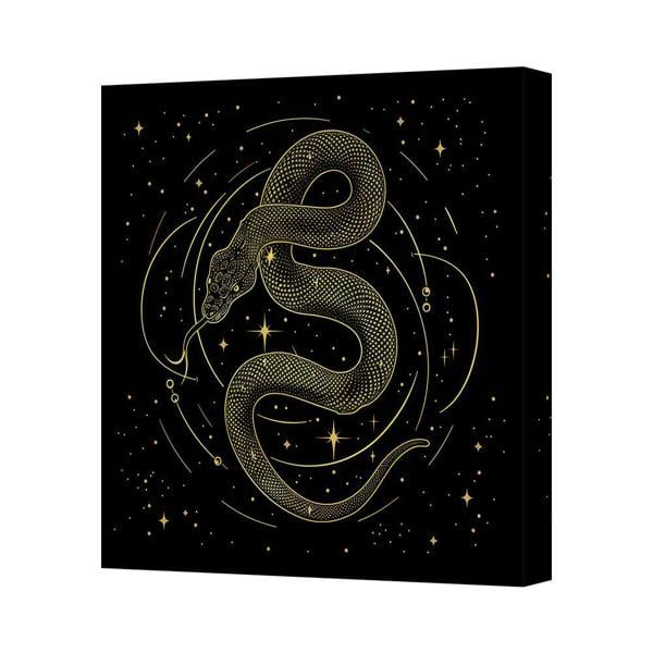 Benjamin Tate Design Gold Snake Canvas Wall Art Print on Deep Wooden Frame with Modern Style