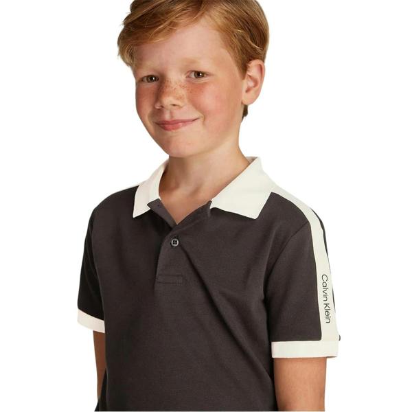 Calvin Klein Childrens/Kids Contrast Detail Regular Short-Sleeved Polo Shirt - Black - 