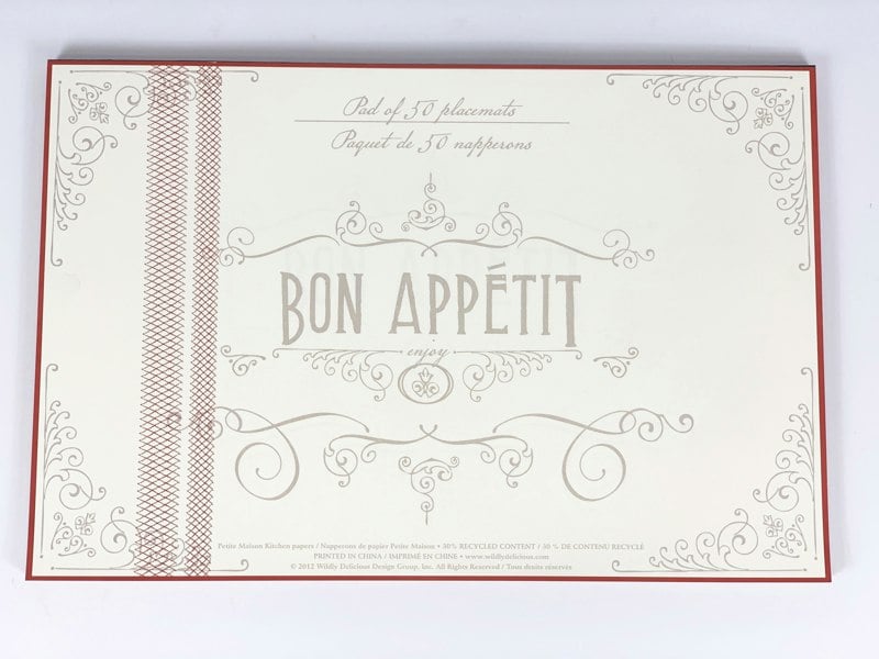 Verano Spanish Ceramics Bon Appetit Placemat Sheet Pad - (50 Sheets = 1Pad)