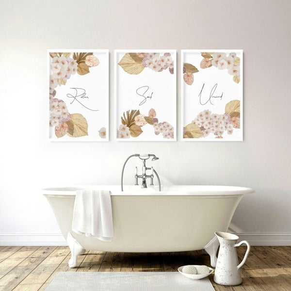 Bathroom wall decor art | Set of 3 wall art