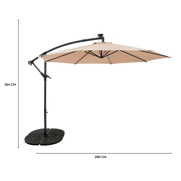 Monstershop LED Cantilever Parasol 3m With Full Fan Base – Beige