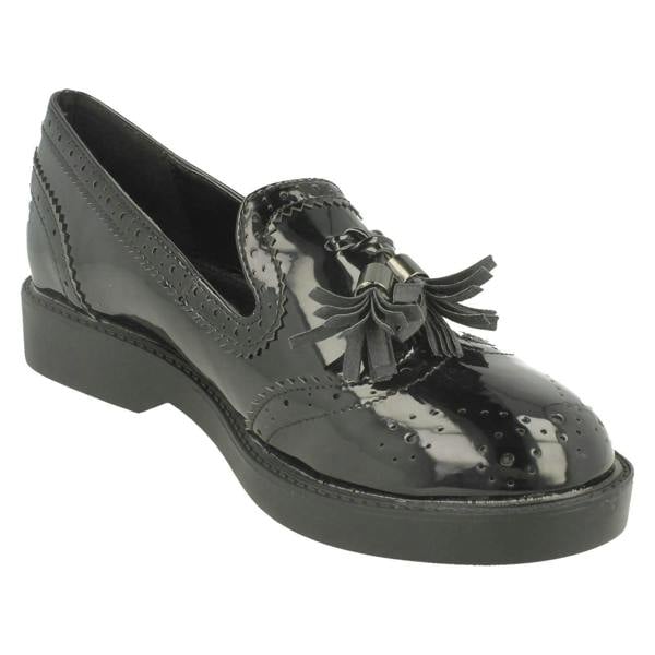 Spot On Ladies Spot On Mid Heel Tassel Vamp Brougue Shoe