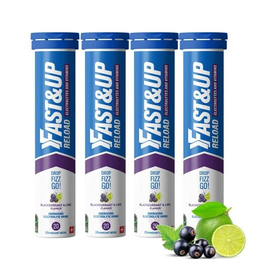 Reload - Electrolyte Tablets for Instant Hydration & Energy - Blackcurrant & Lime Flavour, Pack of 4