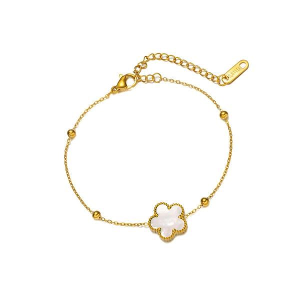 Blair Bracelet - 18K Gold Plated Stainless Steel Single Clover Bracelet