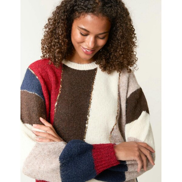 Blue Vanilla Stripe Sequin Detail Jumper