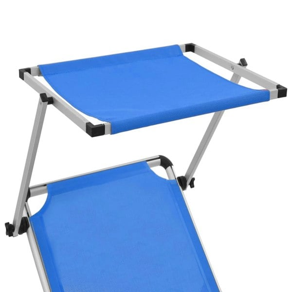 Berkfield Folding Sun Lounger with Roof Aluminium and Textilene Blue