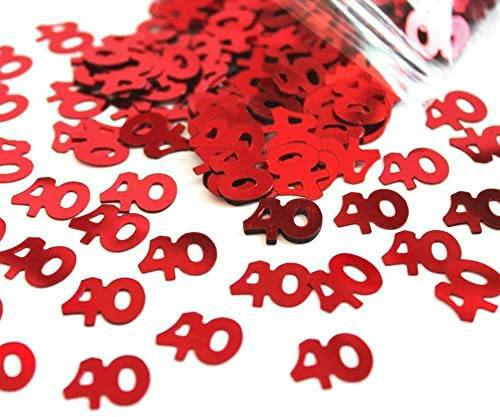 Red 40th Birthday Table Confetti, 14g Pack of Foil Metallic Number Cut-Outs image 6