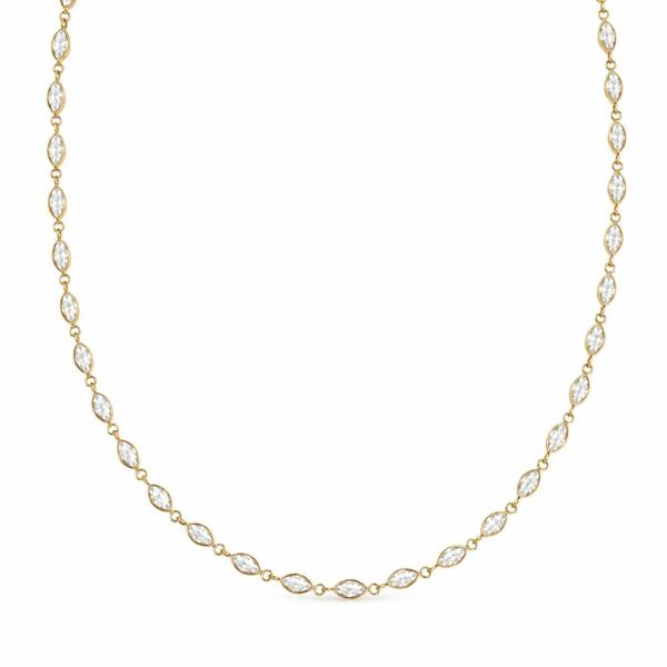 Say It With Marquise Tennis Necklace - Yellow Gold