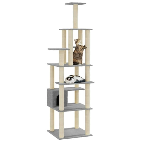 Berkfield Cat Tree with Sisal Scratching Posts Light Grey 183 cm