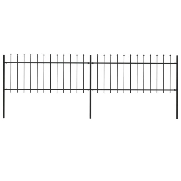 Berkfield Garden Fence with Spear Top Steel 3.4x0.8 m Black