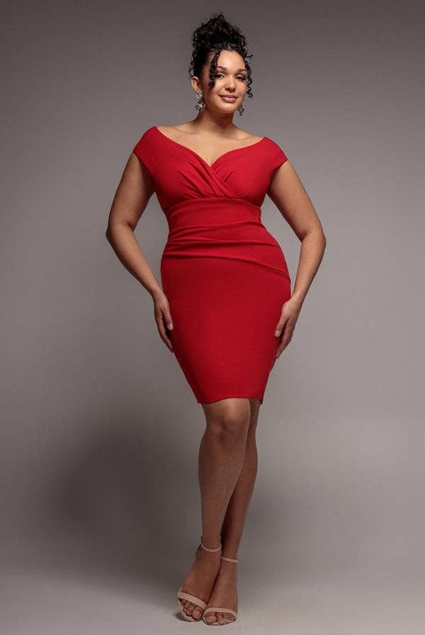Bardot Pleated Midi Dress - Red DR1092AP