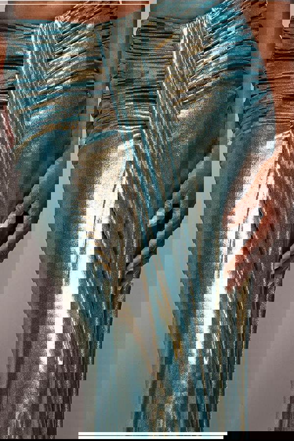 Gathered Front Dipped Waist Foil Maxi Skirt - Gold SK64