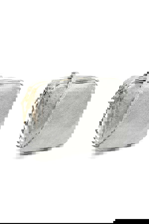 Kitise Italian Genuine Leather Crossbody Bag with Double Zipper Compartments