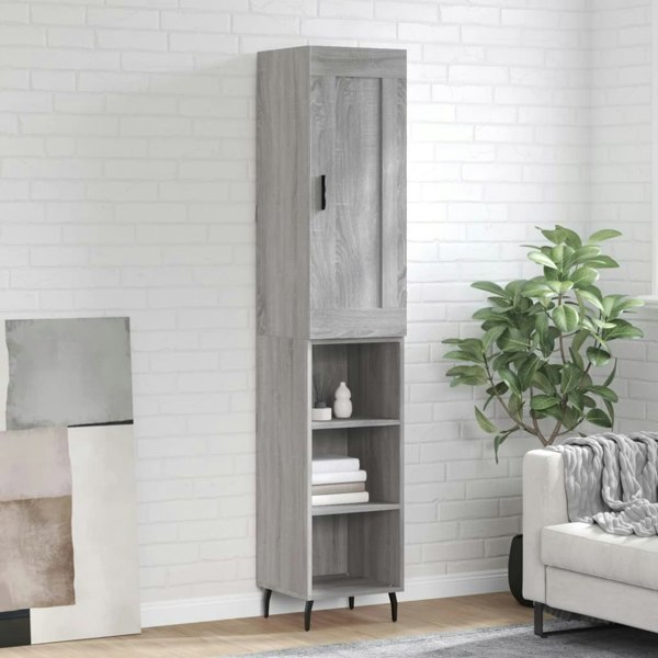 Berkfield Highboard Grey Sonoma 34.5x34x180 cm Engineered Wood