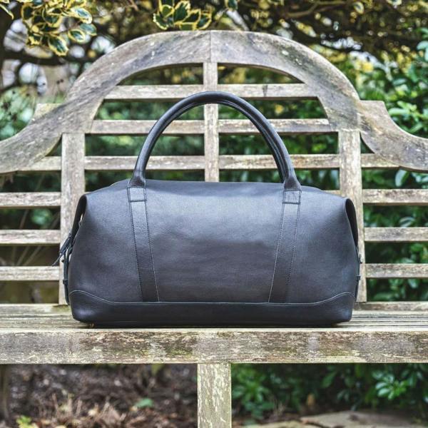 Black leather holdall