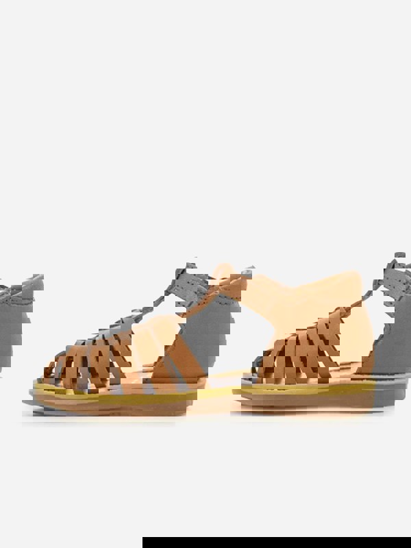 Pom D'Api Girls Leather Poppy Pitti Sandals in Brown