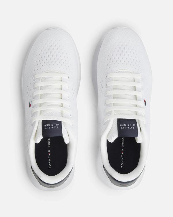 Tommy Hilfiger Lightweight Mens Knit Trainers - White | CHO | Designer Mens Trainers