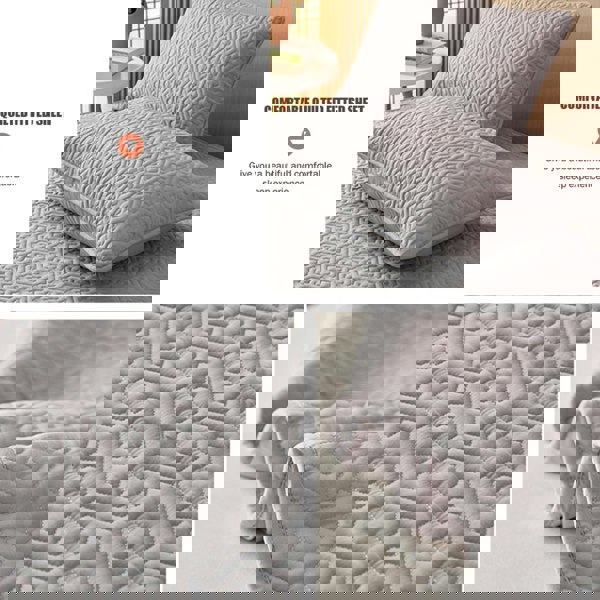 Anyhouz Anycozy Mattress Cover Gray 160x200cm Pure Cotton Soft Quilted Bed Sheet Anti-bacterial Protector Cover