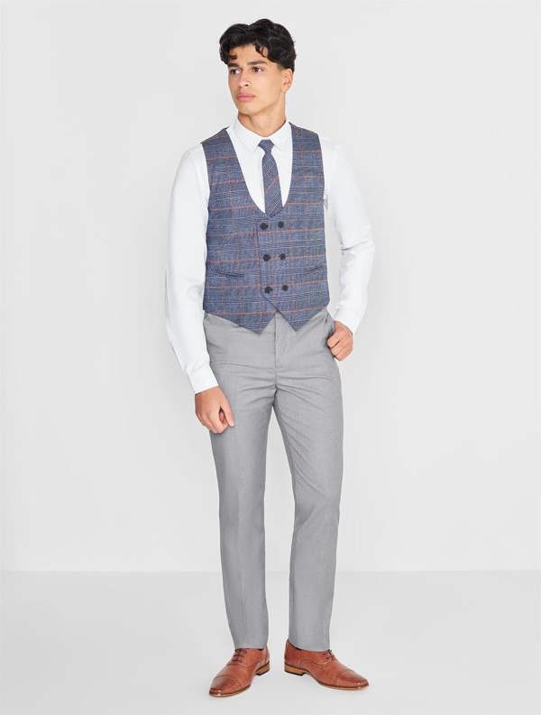 Grey and blue prom suit