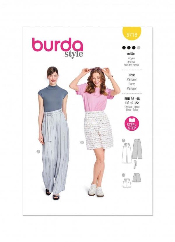 Burda Sewing Pattern 5718 Trousers and Shorts For Women, 10-22 (36-48) - Intermediate