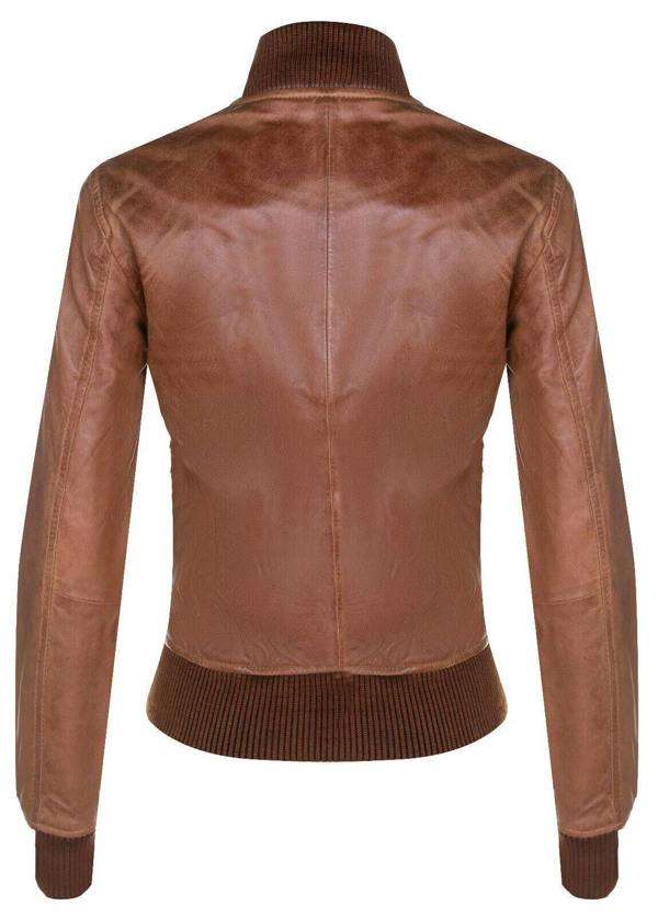 Womens Classic MA-1 Leather Bomber Jacket-Newcastle - Upperclass Fashions 