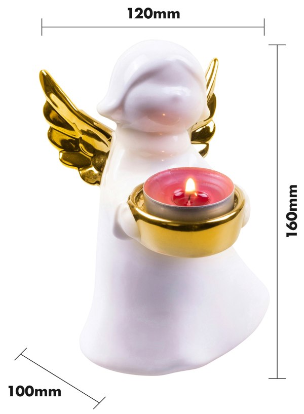 St Helens Gold Wings Ceramic Angel Tealight Holder