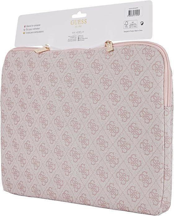Guess 4G Zipper Pocket Triangle Logo Laptop Sleeve for 14" MacBook Pink -GUCS14ZP4DPTP