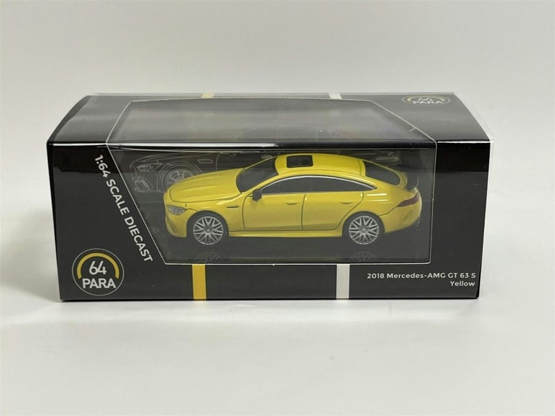 2018 mercedes amg gt 63s yellow rhd 1:64 scale paragon 65285