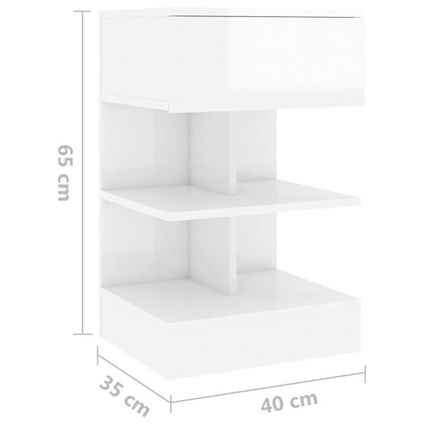 Berkfield Bedside Cabinet High Gloss White 40x35x65 cm Engineered Wood