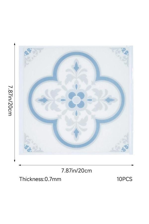 Living and Home 10Pcs Self Adhesive Floral Pattern PVC Wall & Floor Tile Stickers for Bathroom Kitchen Living Room Bedroom, 20 x 20cm(0.4㎡)