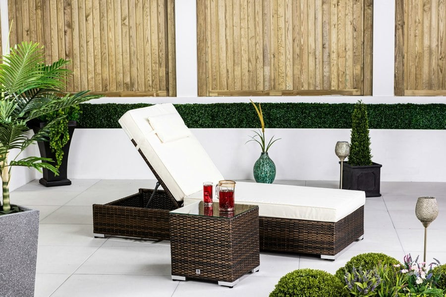 Giardino Rattan Sun Lounger & Table Set
