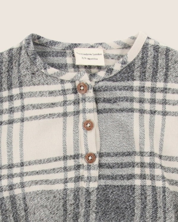 organic cotton Multicolour Brushed Check Print Romper - image 4