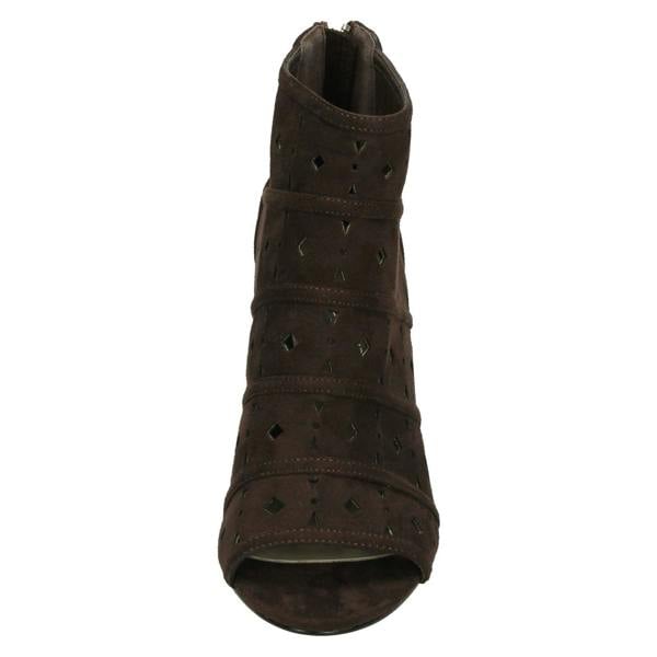 Spot On Ladies Spot On High Wedge Peeptoe Ankle Boots