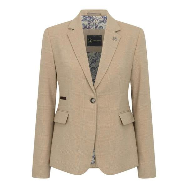 TruClothing TPW-54 - Women's Cream 3 Piece Prince of Wales Check Suit