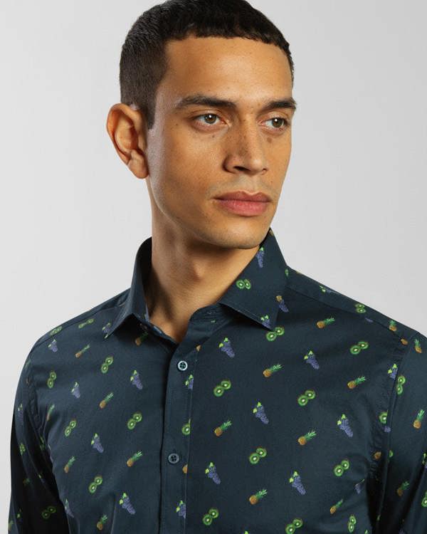 Steel & Jelly Limited Edition Fruit Print Long Sleeve Stretch Shirt