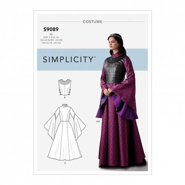 Simplicity Sewing Pattern 9089, Dresses, Costumes for Women, H5 (6-8-10-12-14) - Intermediate