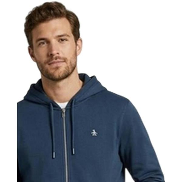 Original Penguin Mens Cotton Long-Sleeved Full Zip Hoodie - Yale Blue - 