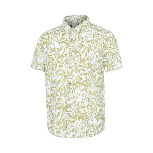 Mountain Warehouse Mens Tropical Cotton Lightweight Loose Fit Short-Sleeved Shirt - Light Khaki