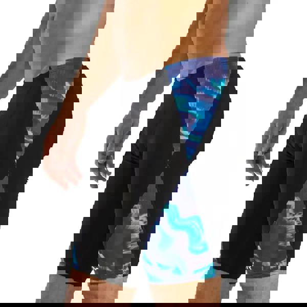 TYR Waveform Durafast Elite swim jammer in blue/green with black spandex wave design