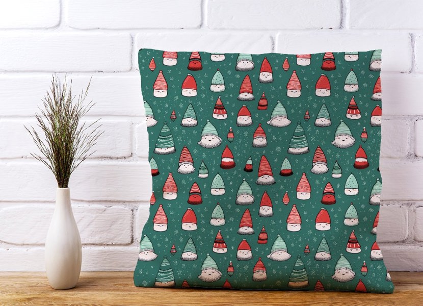 Warren Reed Hand Drawn Joyful Santa Hats Cushions