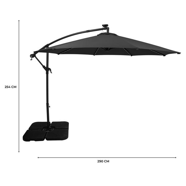 Jardi LED Cantilever Parasol 3m With Square Base – Grey