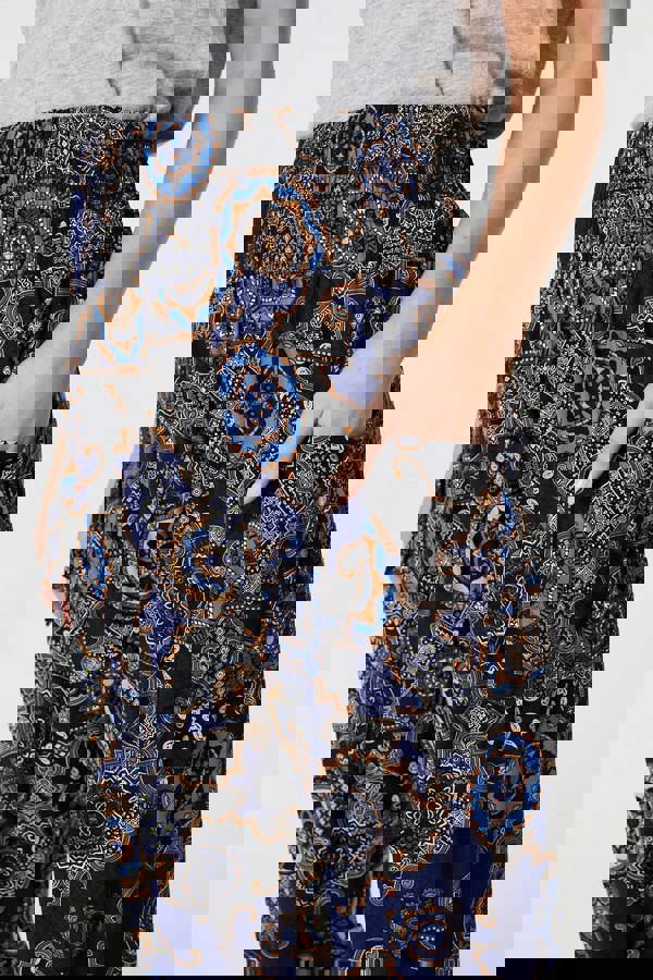 Navy | Mosaic Print Pocket Detail Pants