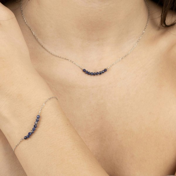 Gold Trip Blue Lapis Beads Bracelet