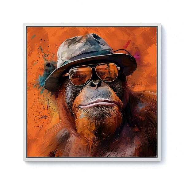 Warren Reed Orangutan In Glasses Framed Canvas