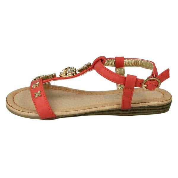Spot On Girls Spot On Casual T-bar Sandals With Skull And Cross Detail