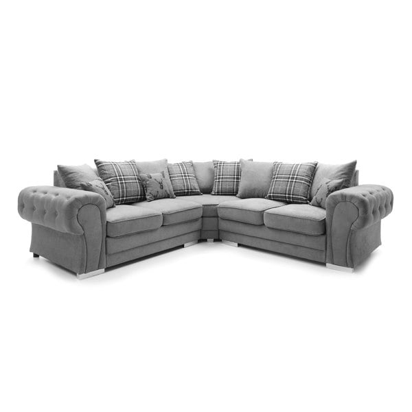 Milan Chesterfield Fabric 5 Seater Corner Sofa - Scatter Back